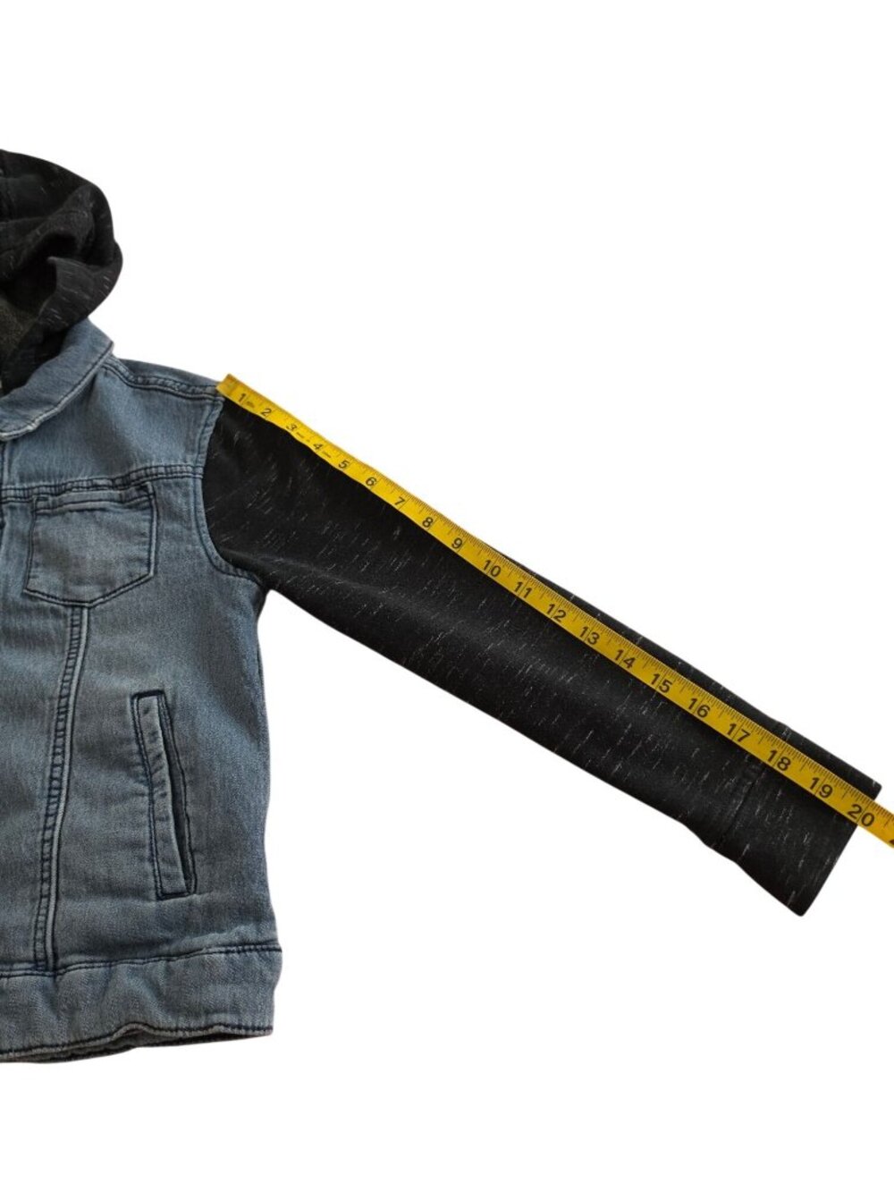 Art Class Kids Denim Jacket With Knit Sleeves & Hood M 8/10 - Picture 4 of 12